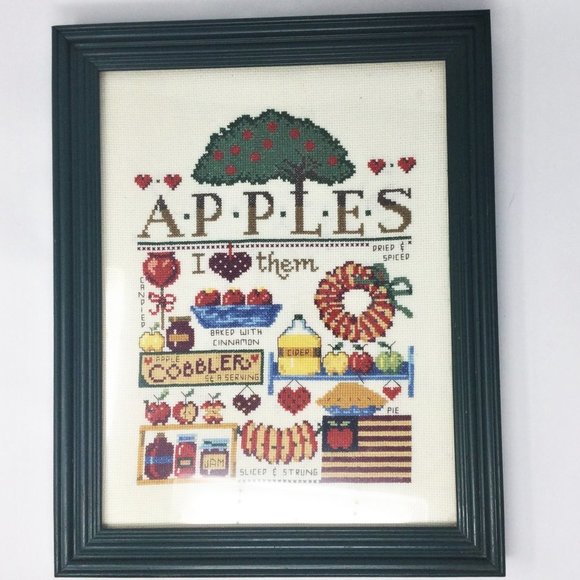 Custom Needlepoint Apple Theme Wall Art - Picture 1 of 9